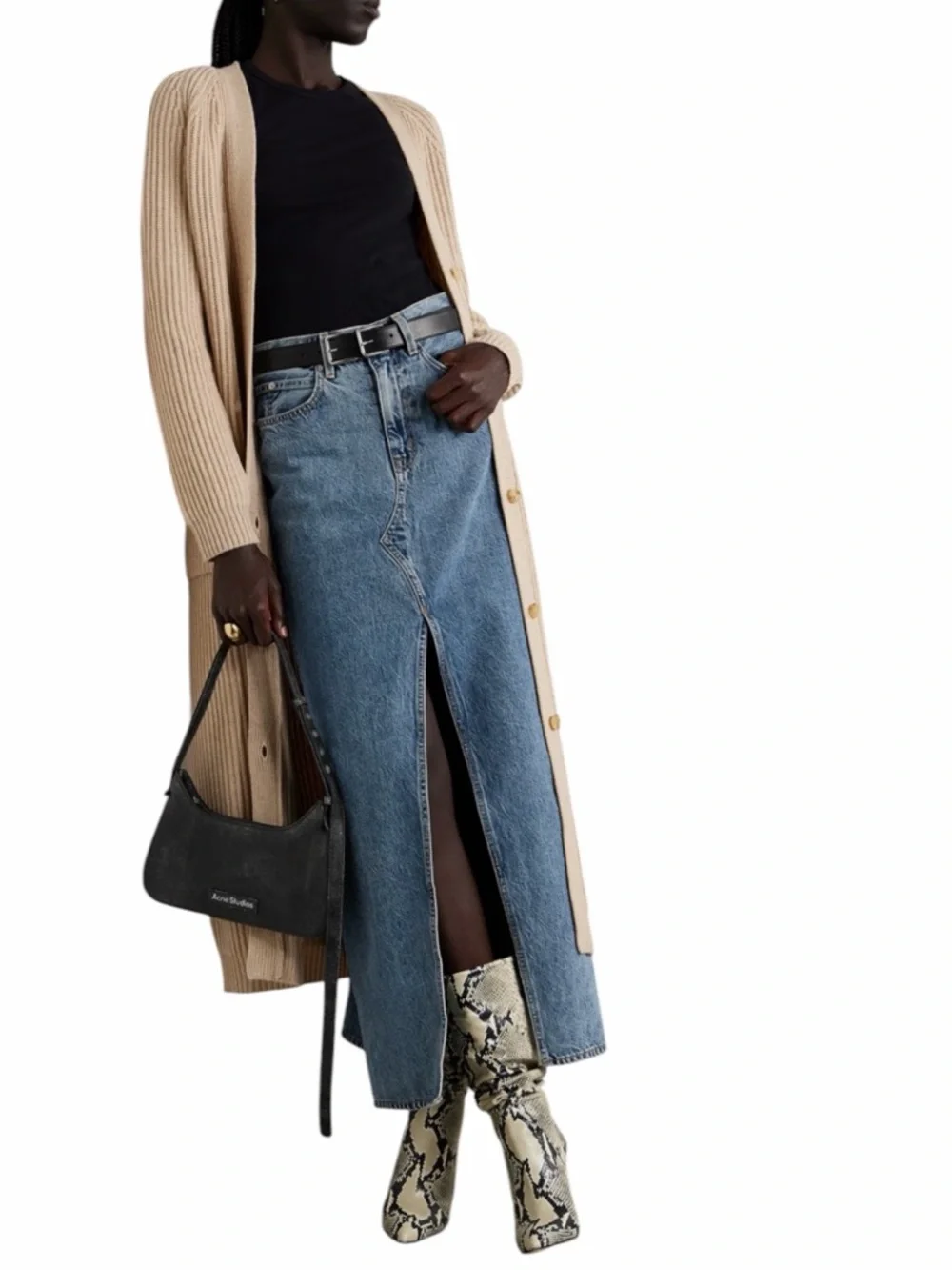 SLVRLAKE Dallas Jean Maxi Skirt 25 Front Slit Light Wash NWT Retails $299 - Picture 5 of 15